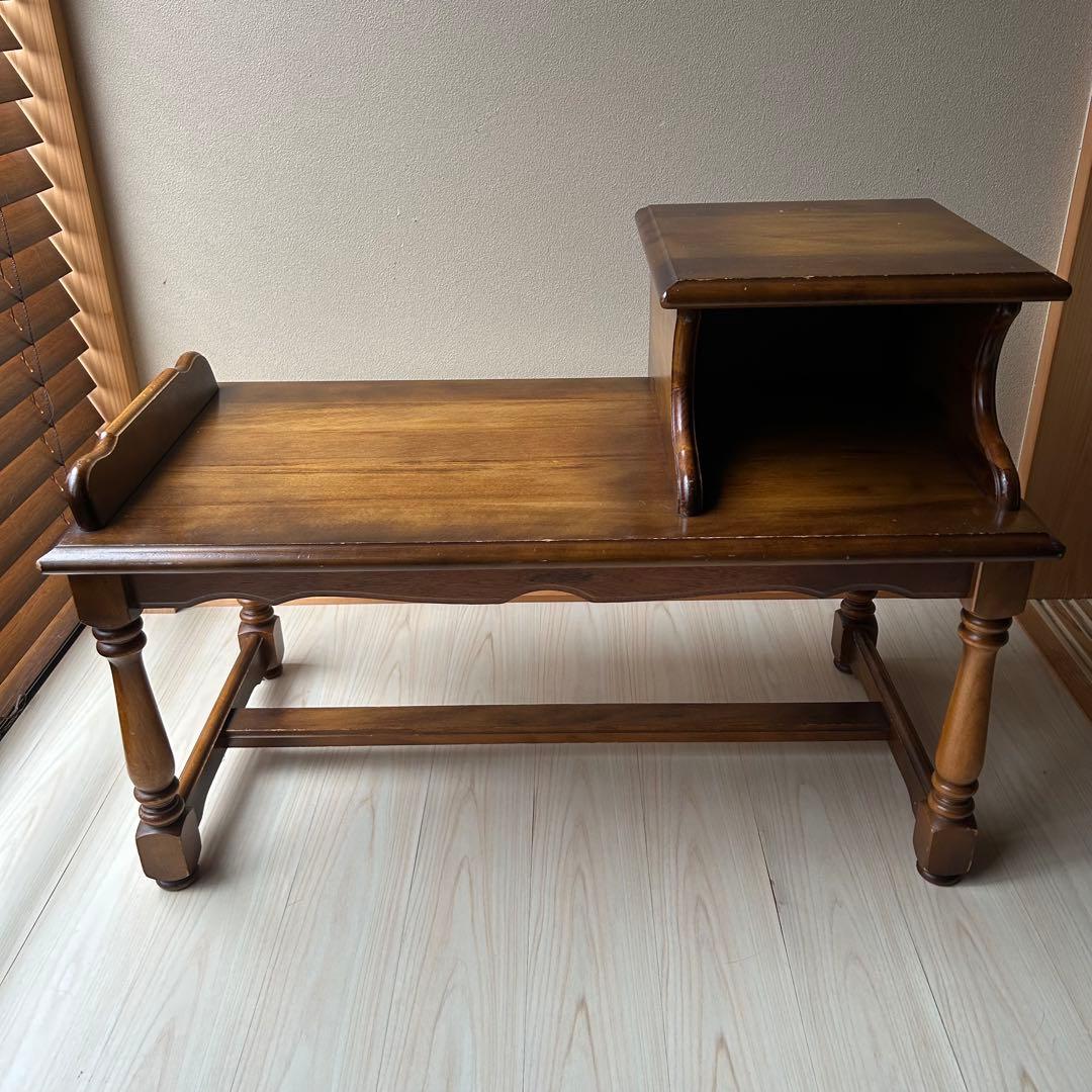 カリモク　オールドカリモク　コロニアル　テレフォンベンチ　電話台　ベンチ　花台