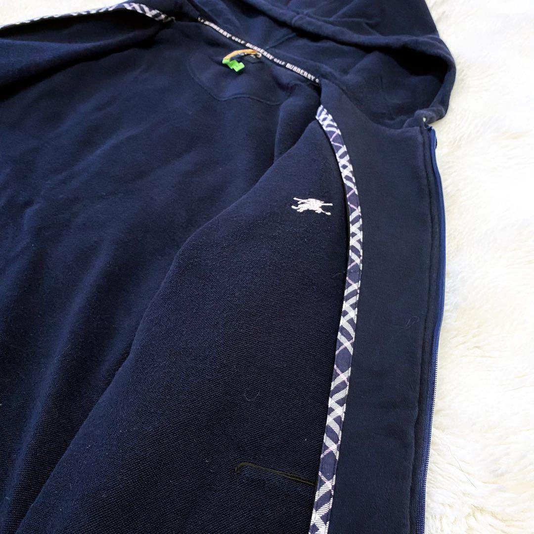 【大きいサイズ】バーバリー ゴルフ ノバチェック パーカー ネイビー ホース刺繍