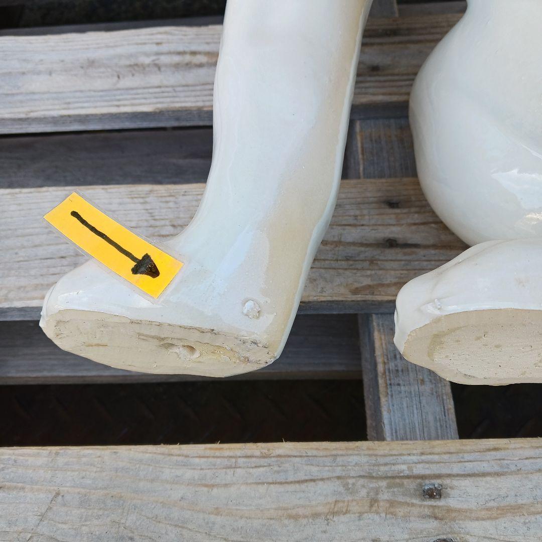 新品　陶器犬　大型犬　ダルメシアン　難有　オブジェ　置物　ホワイト　白色　高級品