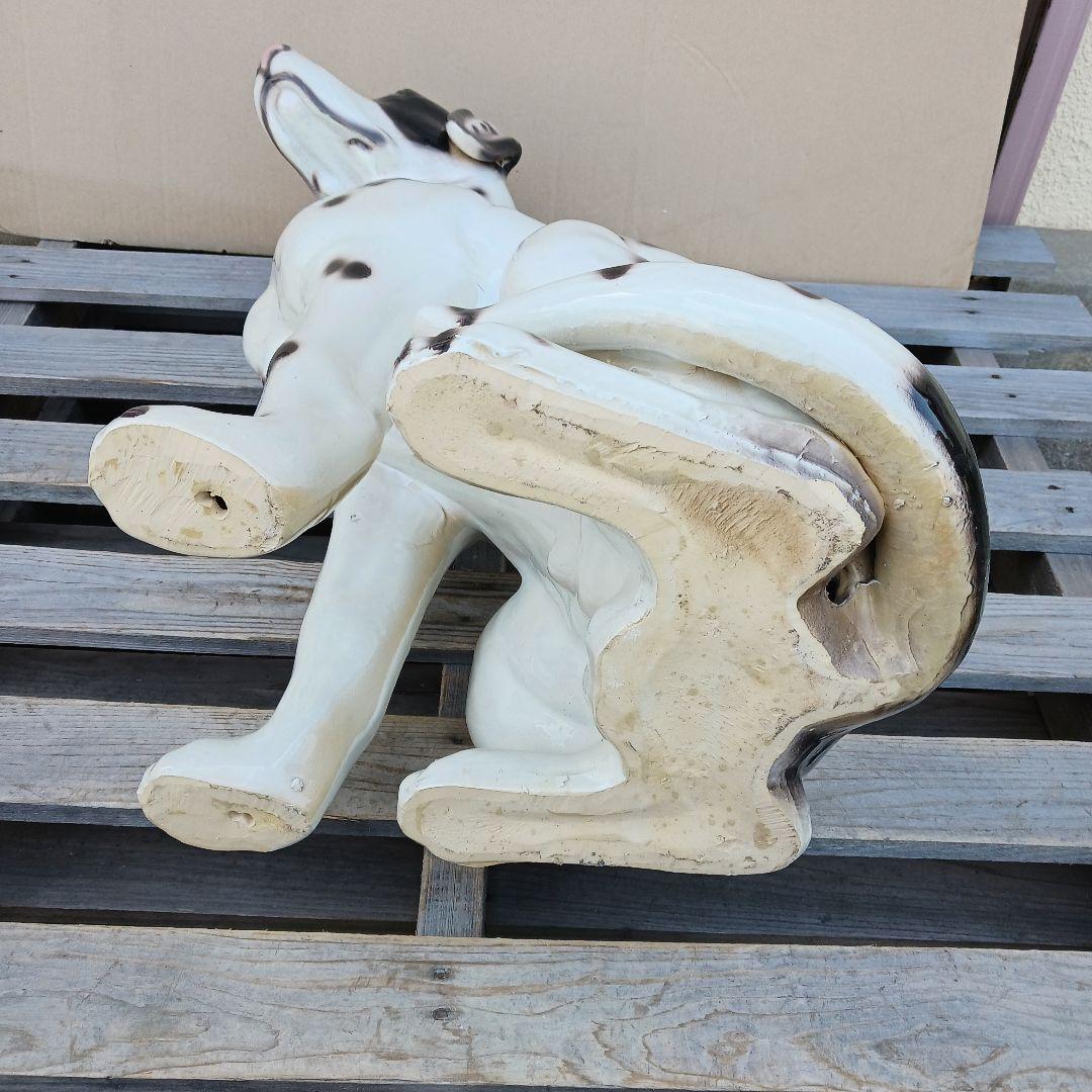 新品　陶器犬　大型犬　ダルメシアン　難有　オブジェ　置物　ホワイト　白色　高級品