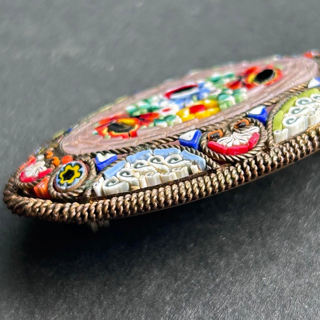 最終価格✤ITALY【大きなマイクロモザイク】美しいヴィンテージブローチ