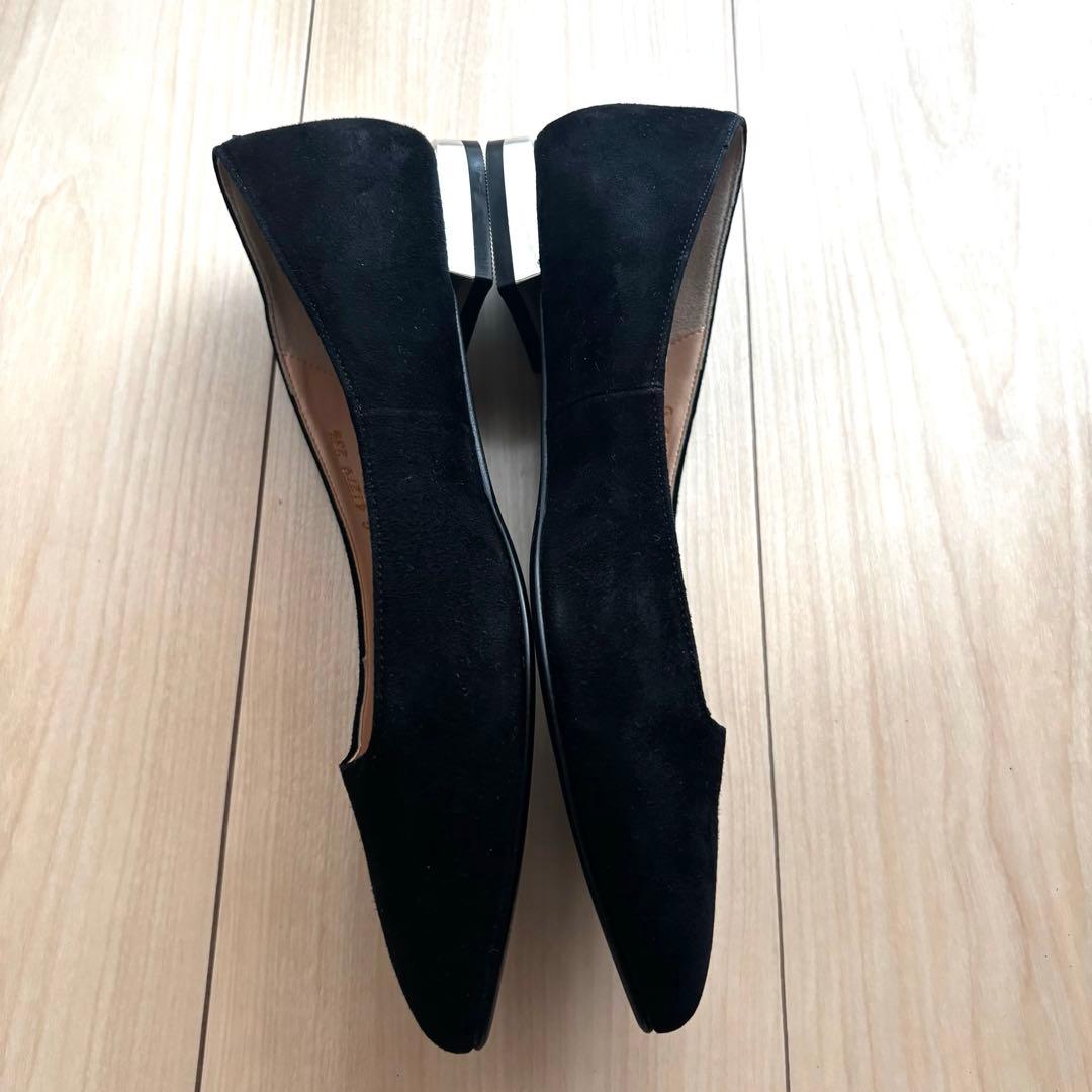 【極美品】DIANA ブラック ポインテッドトゥ フラットシューズ スエード