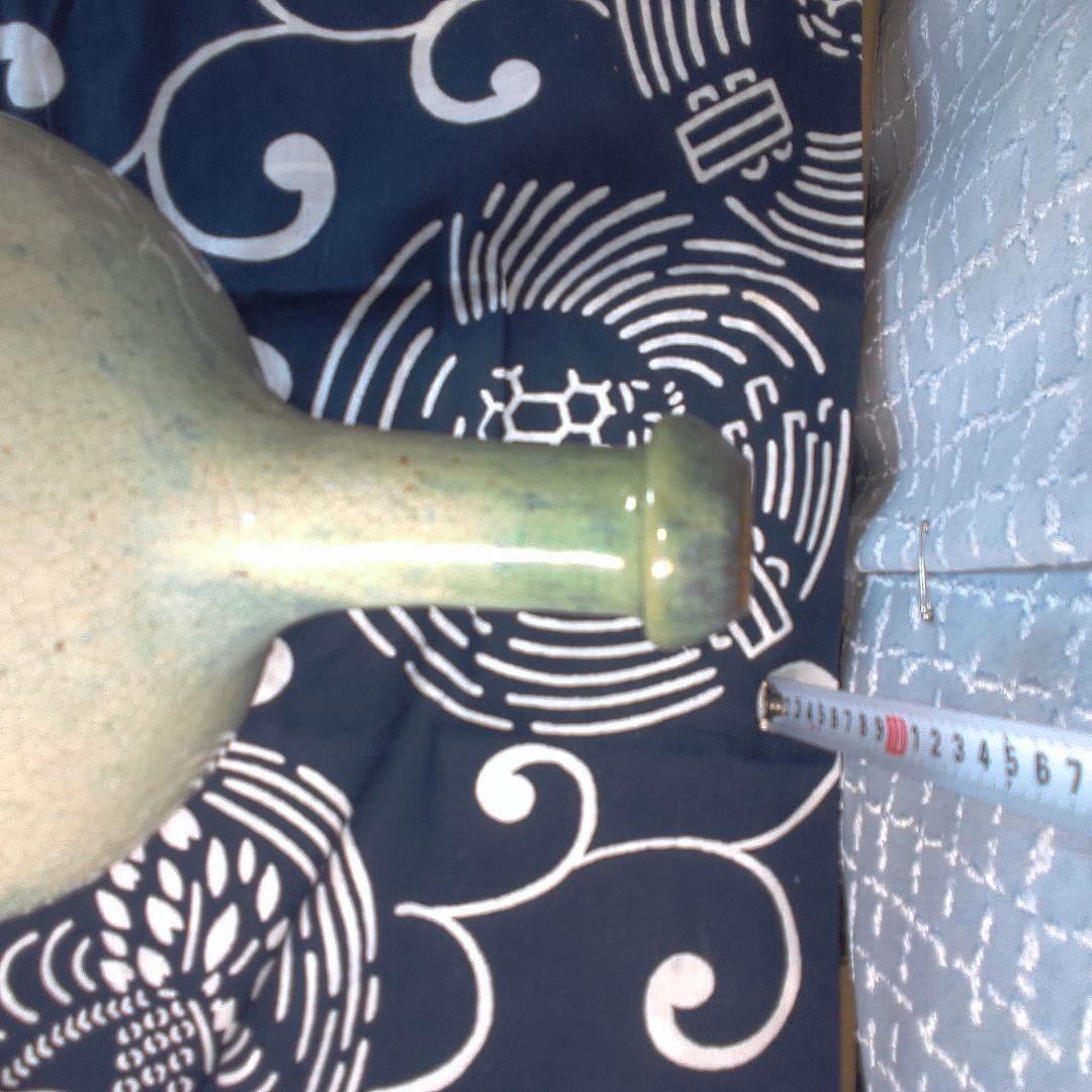 骨董２ 松代焼？青緑色の陶器瓶