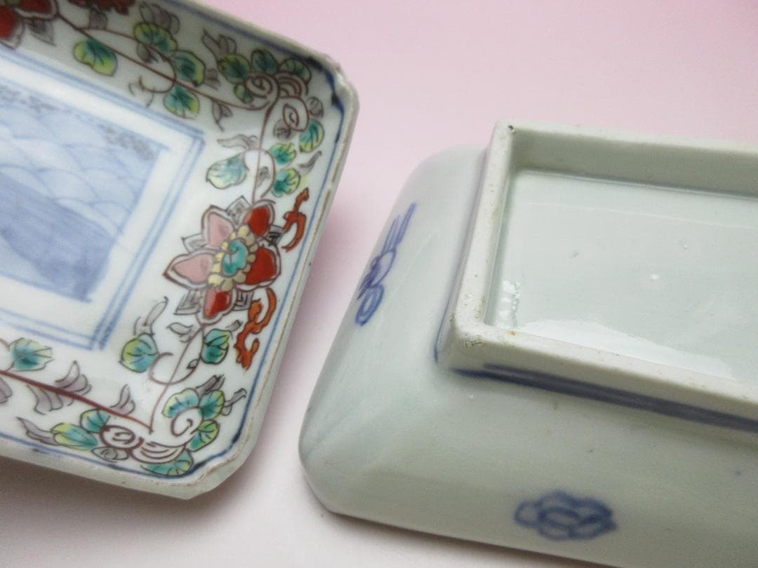 アンティーク 染錦 花紋 長皿 8客 MO70720