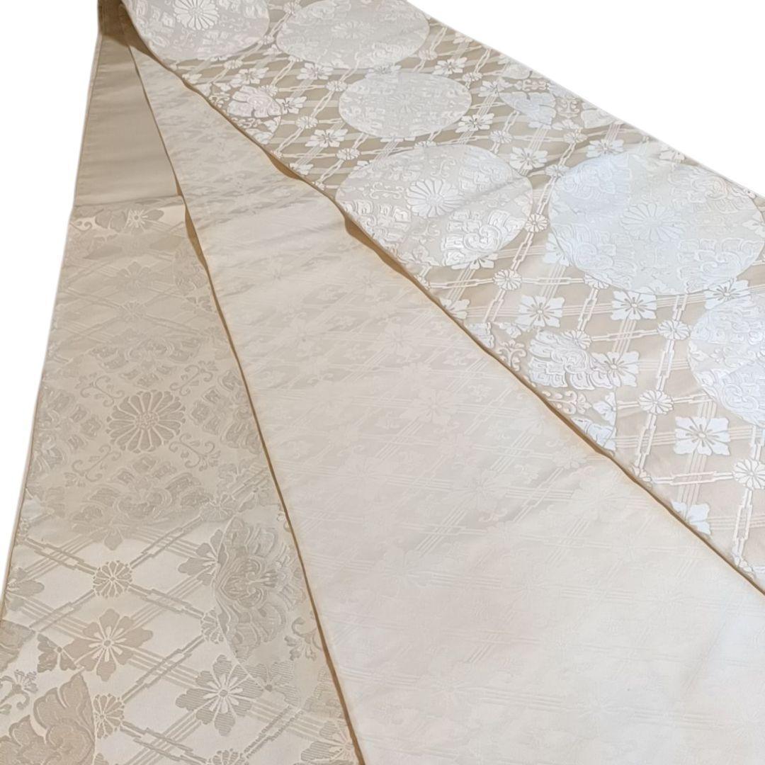 m*i様 LULU12 袋帯 花 花輪 白 オフホワイト 上品 人気