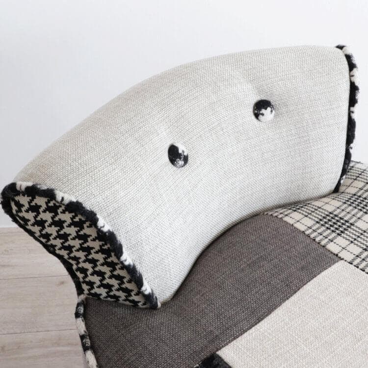パッチワークチェア チェック柄 ライトグレー