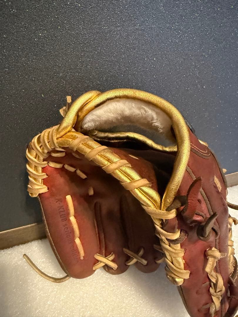 ★最高級★ ミズノプロ 硬式 内野手 ゴールドヘリ革交換 紐交換