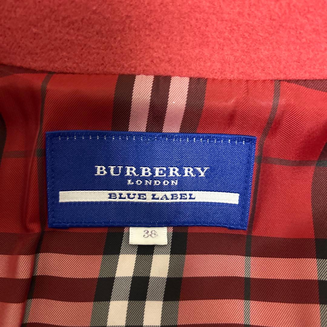 未使用級✨バーバリーブルーレーベル ピーコート ノバチェック　ピンク　ショート