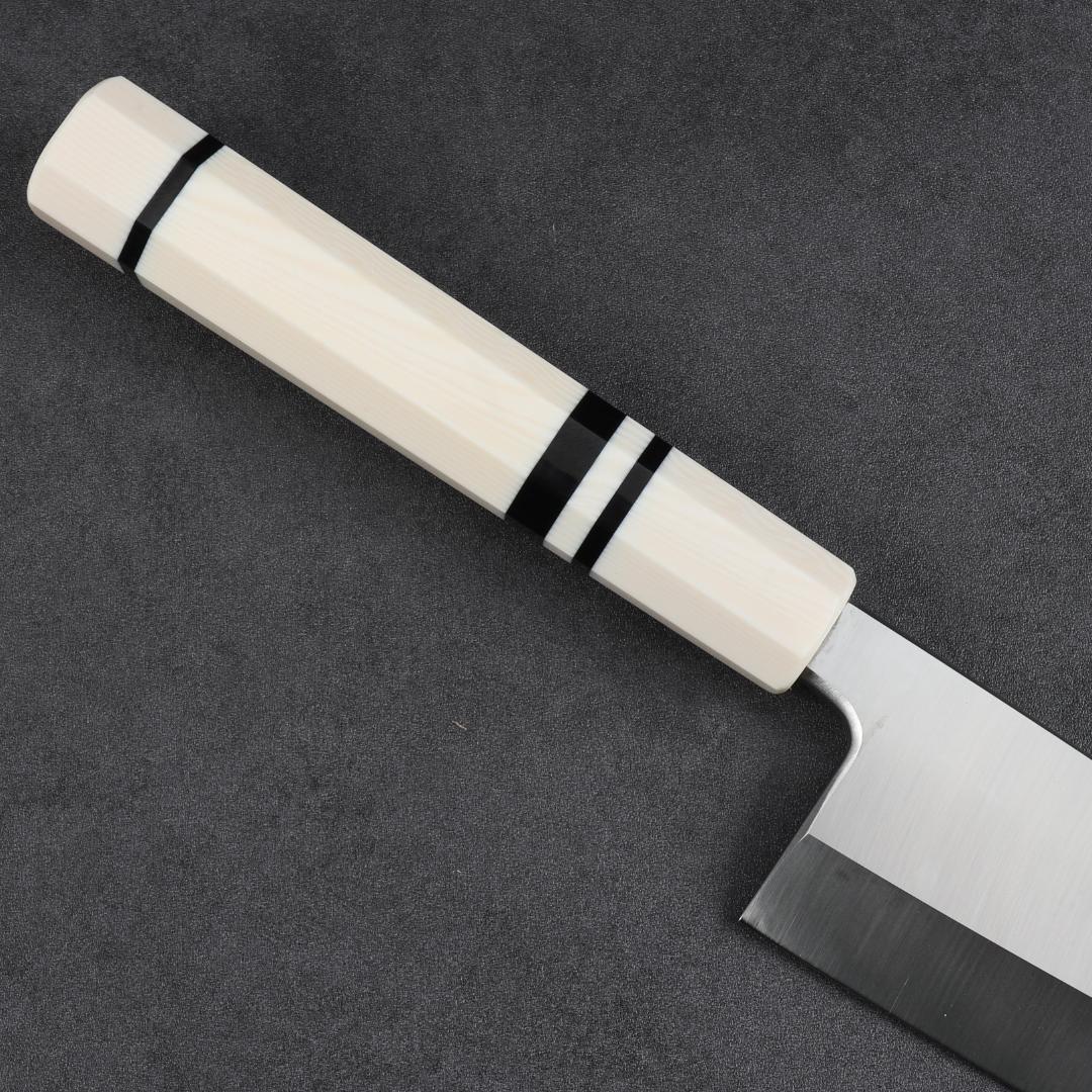 6924 出刃包丁 5寸 刃渡り150mm 刺身包丁 人工象牙黒三本巻八角柄