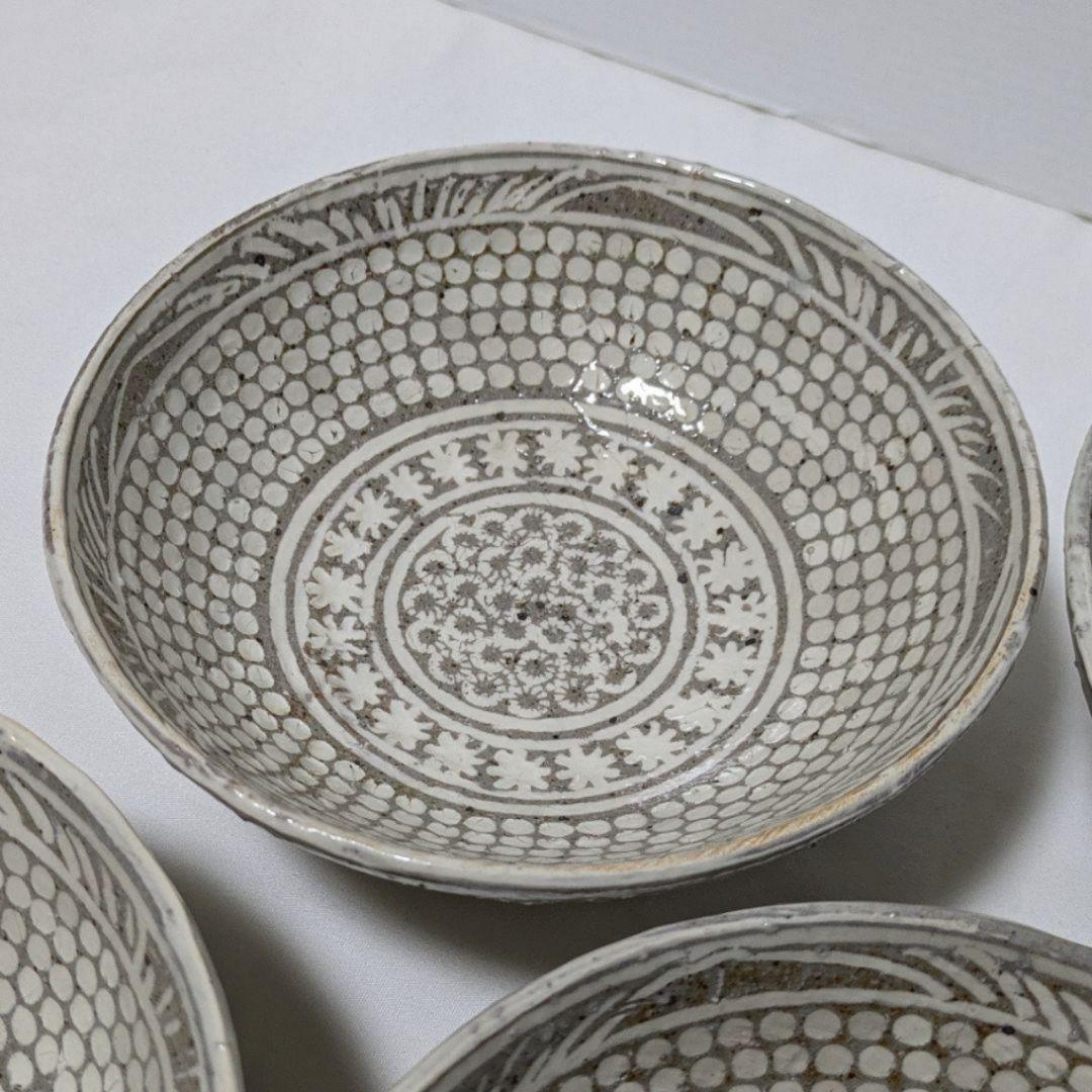 骨董 陶器 中鉢 5個セット 箱有り 花柄 銘々皿