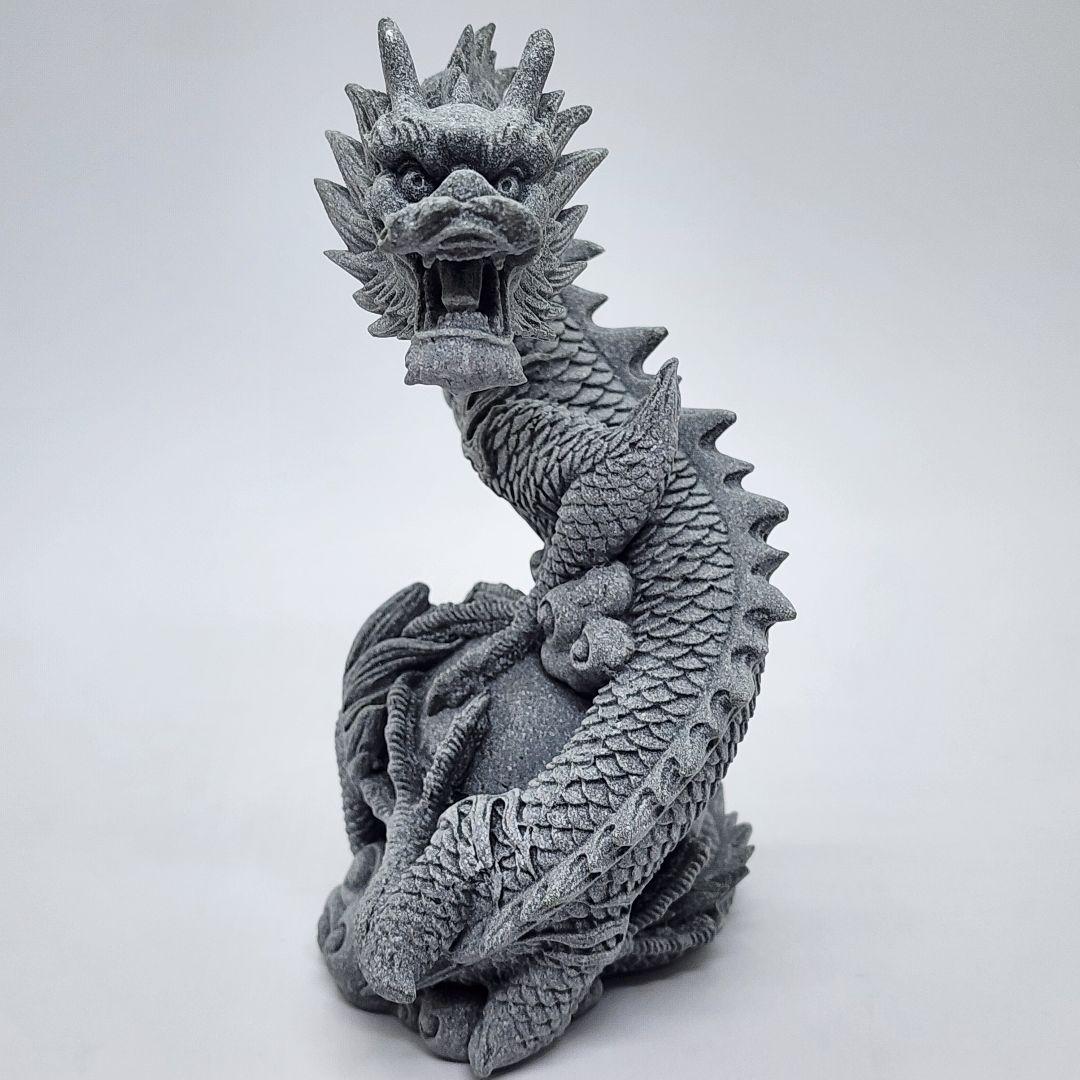 青砥石製 3本爪龍神様 守護の玉を抱く置物 風水アイテム 幸運招来