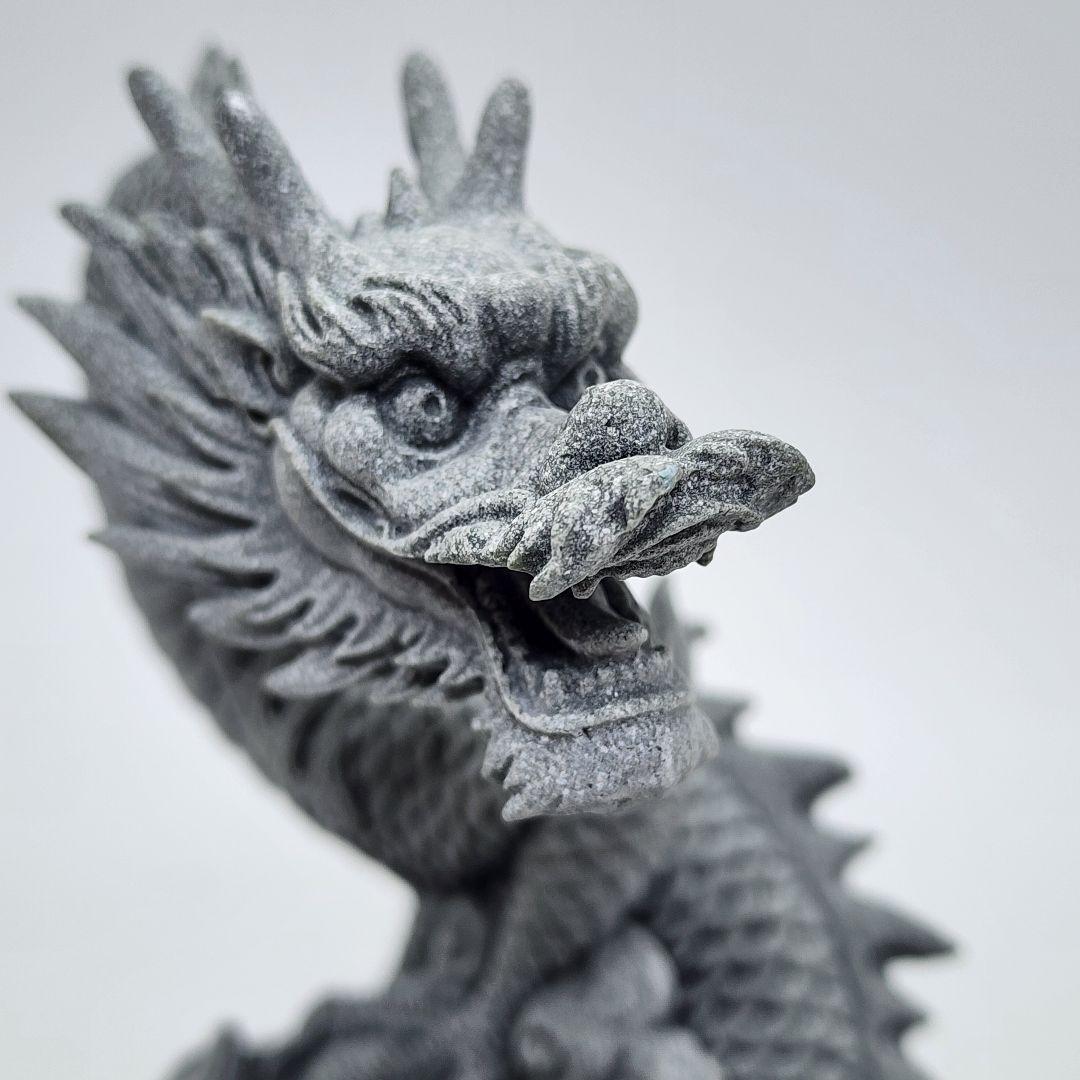 青砥石製 3本爪龍神様 守護の玉を抱く置物 風水アイテム 幸運招来