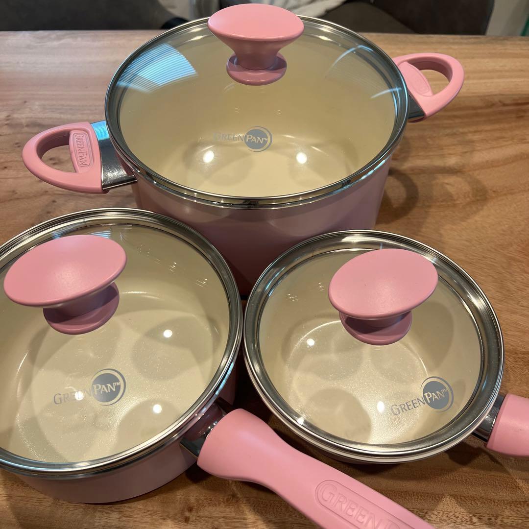 GREENPAN セラミック鍋セット ピンク