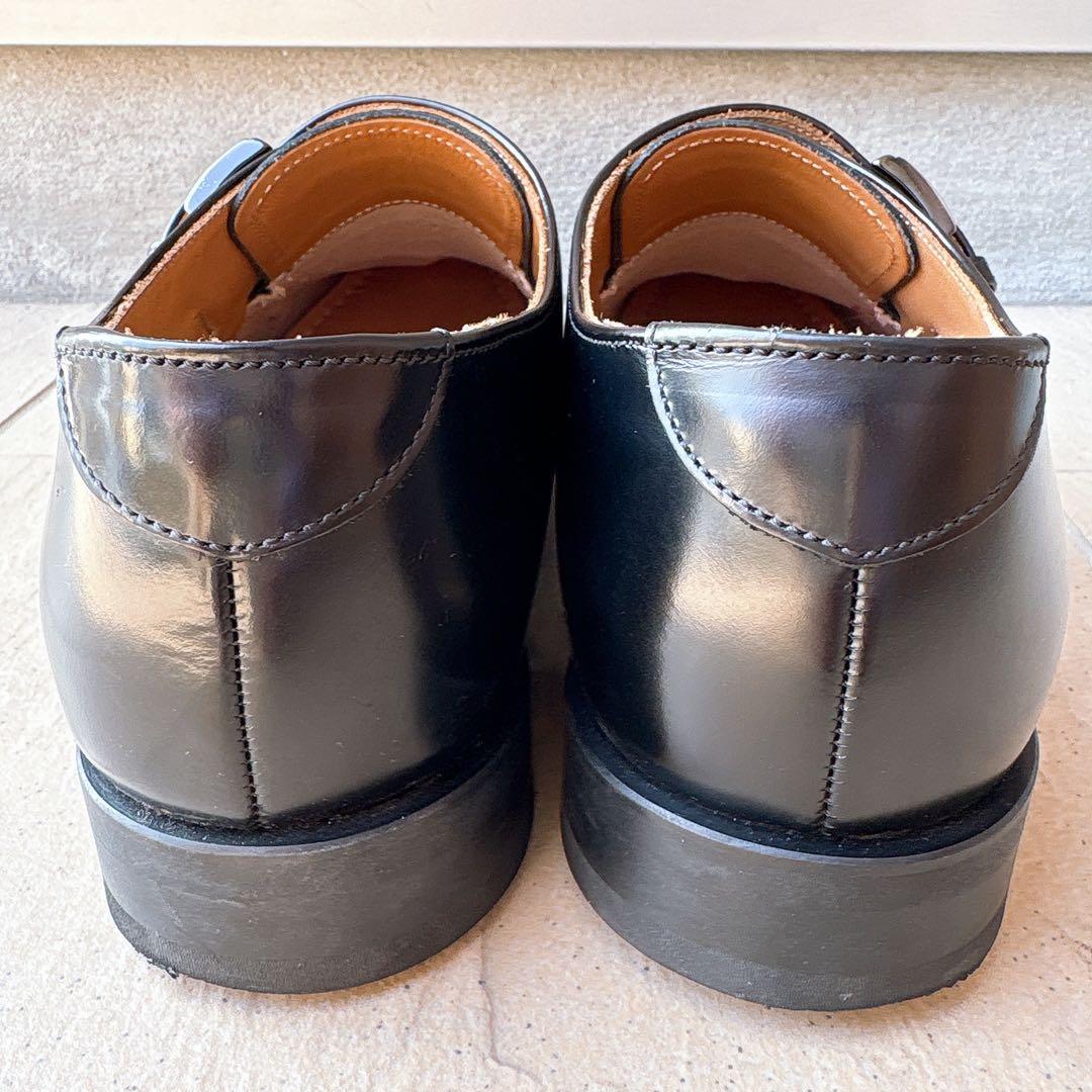 リーガルレザーシューズストレートチップモンクストラップバックル黒ブラック25.5