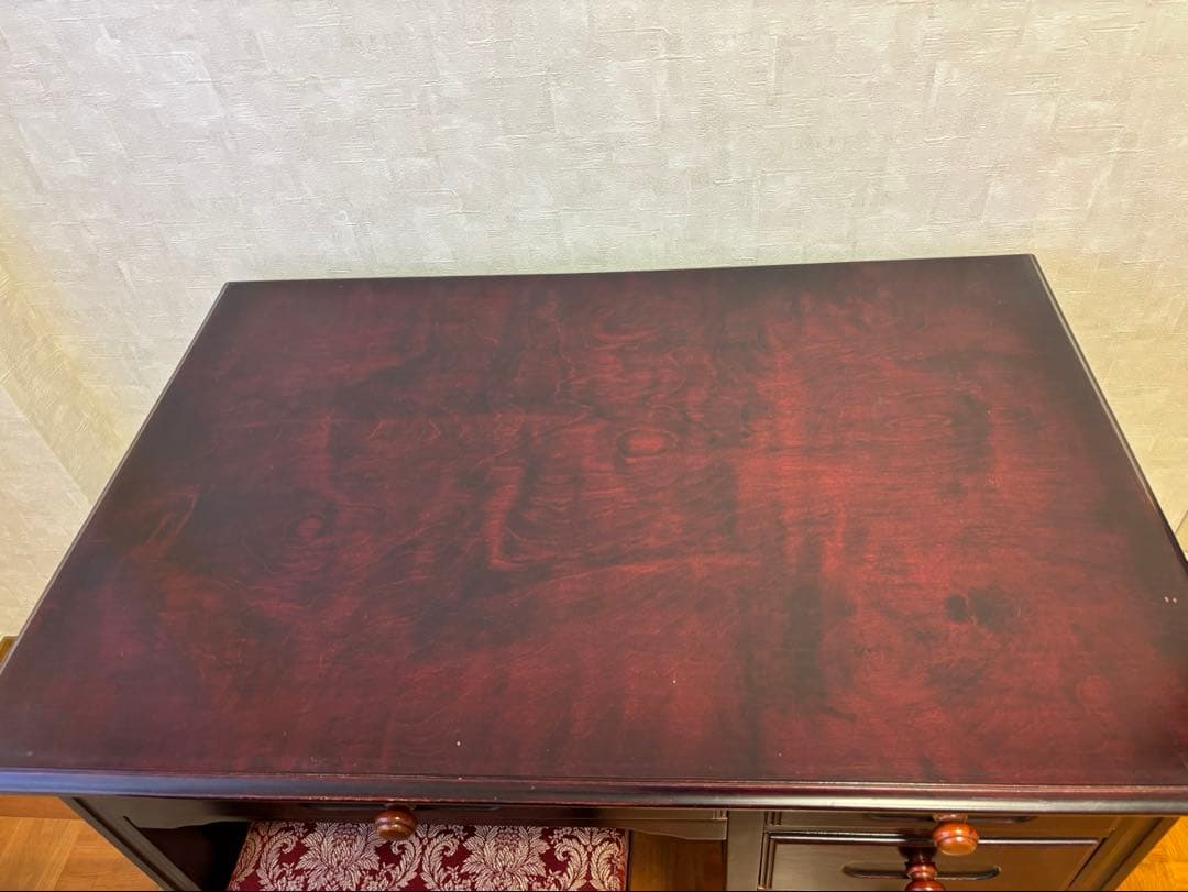 アンティーク調　机　ダークブラウン 4引き出し