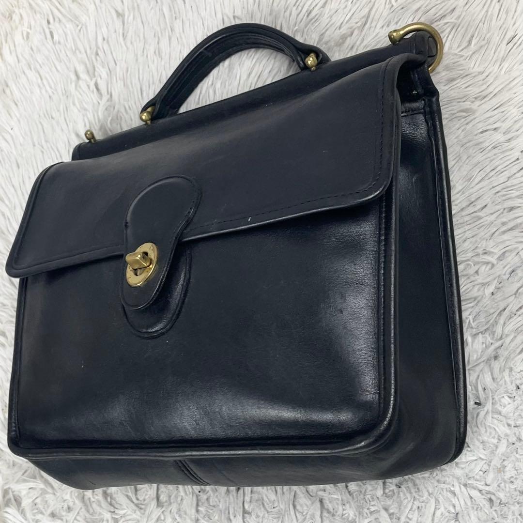 美品 オールドコーチ レザー 2WAY ショルダーバッグ ファスナー ブラック