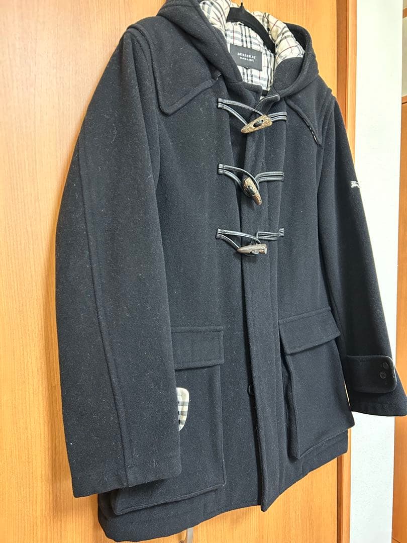 バーバリーブラックレーベル　黒　ウール　ダッフルコート　Lサイズ