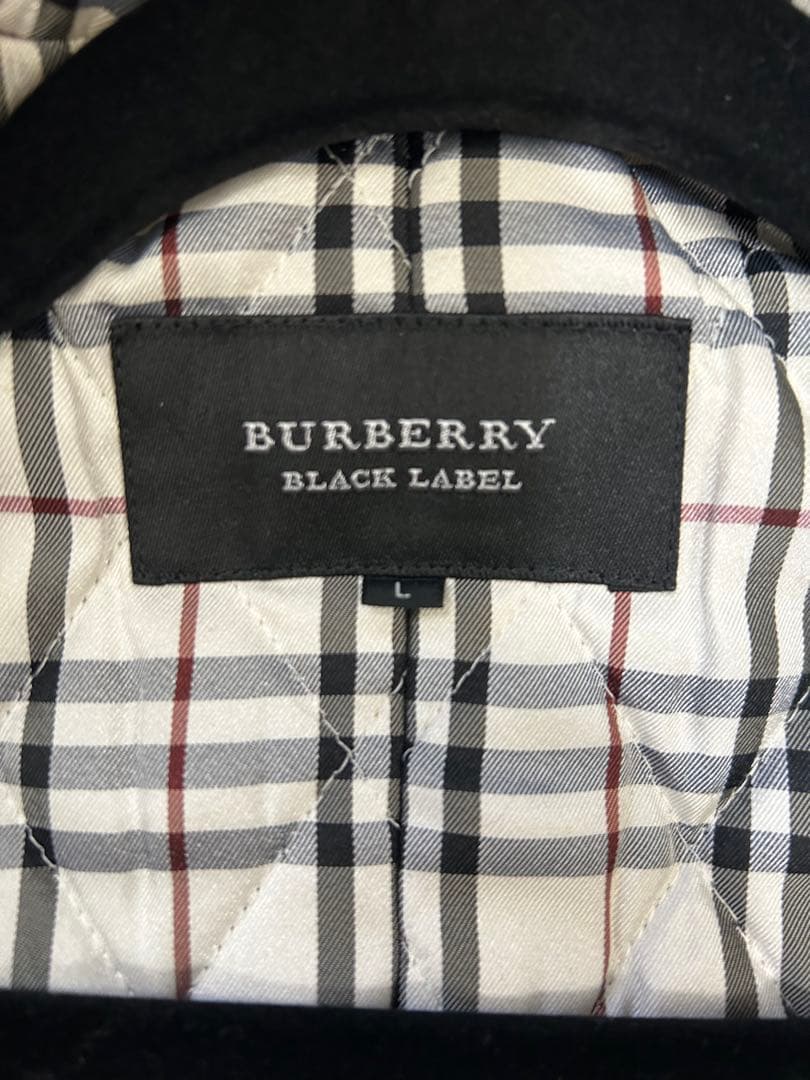 バーバリーブラックレーベル　黒　ウール　ダッフルコート　Lサイズ