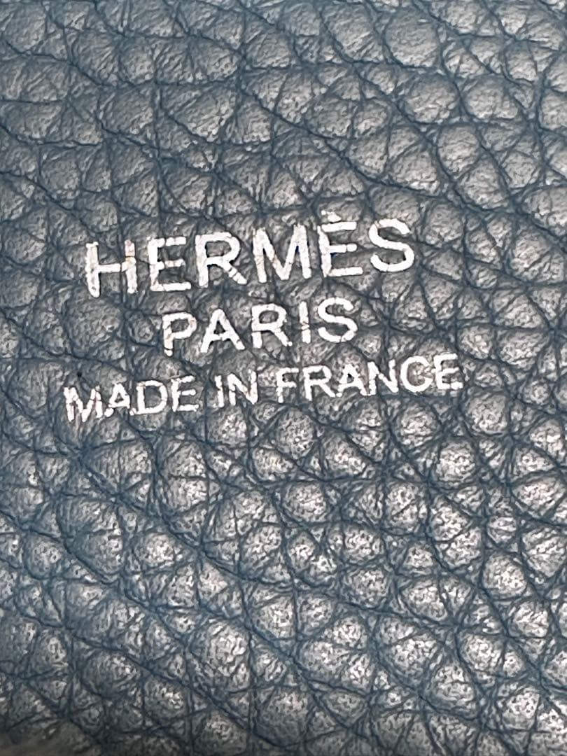 ヤ*ン様 エルメス ハンドバッグ ピコタンMM トリヨンクレマンス ブルー□K刻