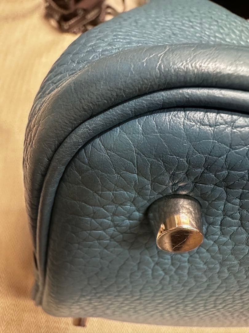 ヤ*ン様 エルメス ハンドバッグ ピコタンMM トリヨンクレマンス ブルー□K刻