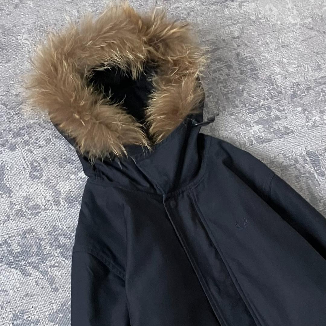 【3WAY】フレッドペリー モッズコート ライナー ラクーンファー 刺繍 M 紺