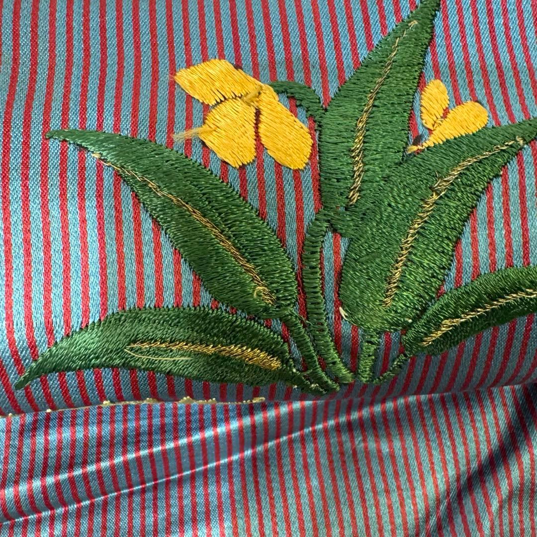 ぬ*ぬ様 アンティーク　刺繍　名古屋帯　刺繍帯　正絹　鶏　ひよこ　花