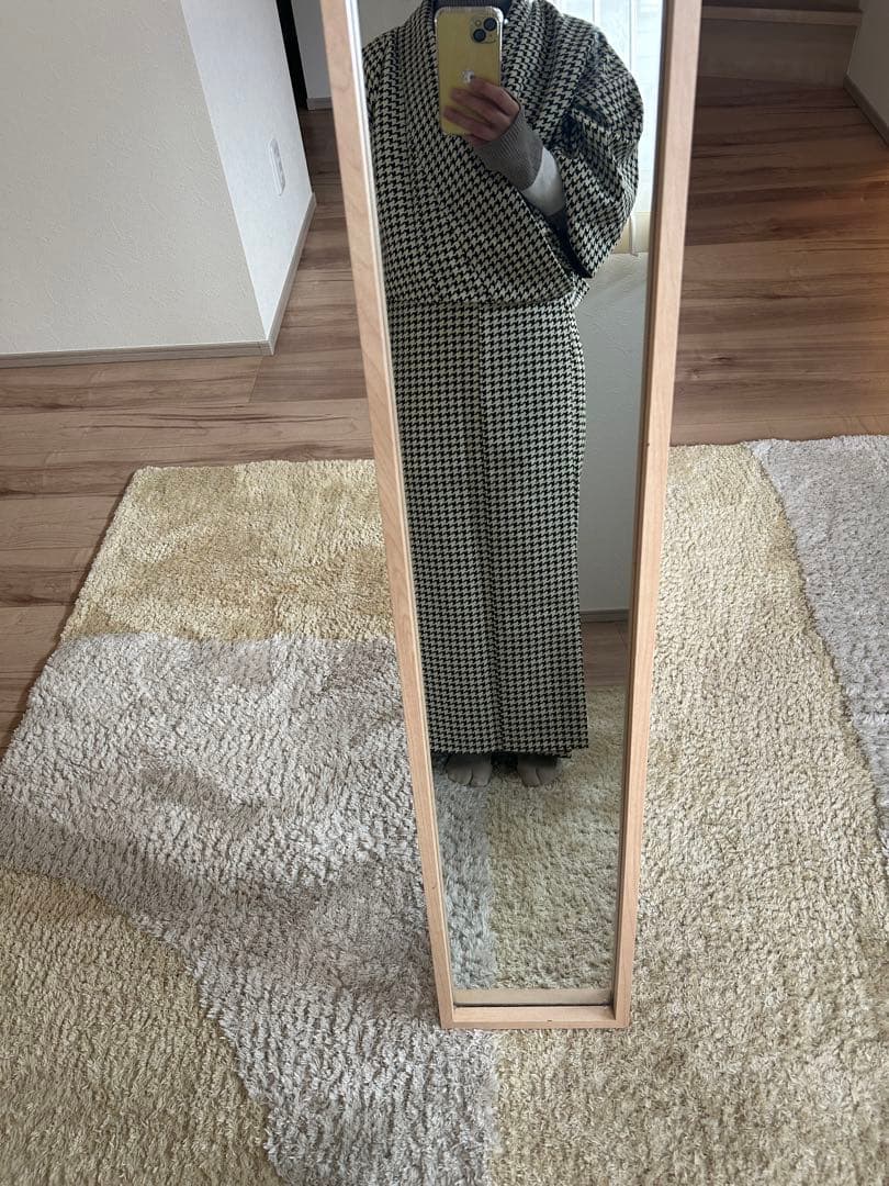 きものやまと ポリエステル着物 千鳥格子 Sサイズ 広衿 袷