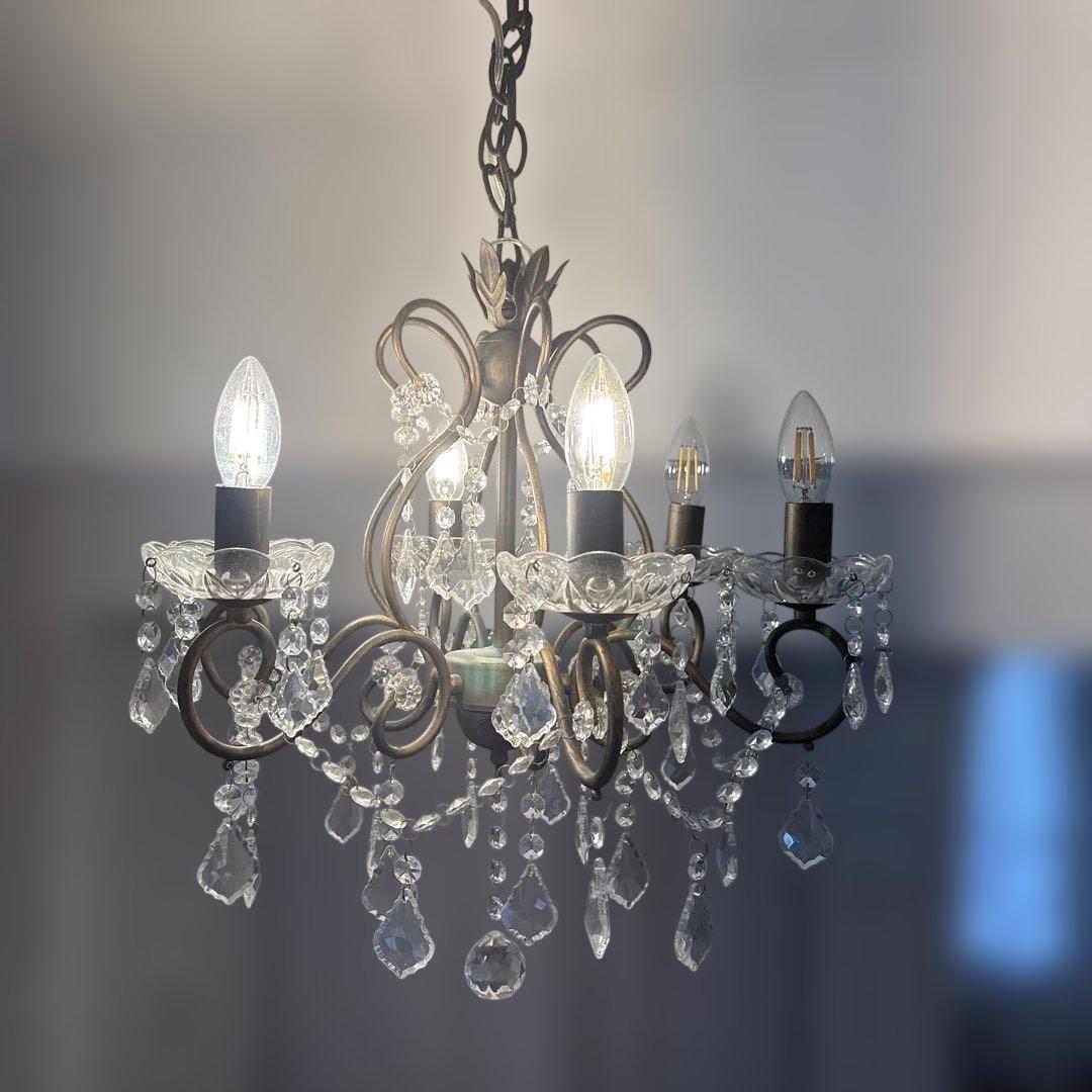 アンティーク風クリスタルシャンデリア 6灯