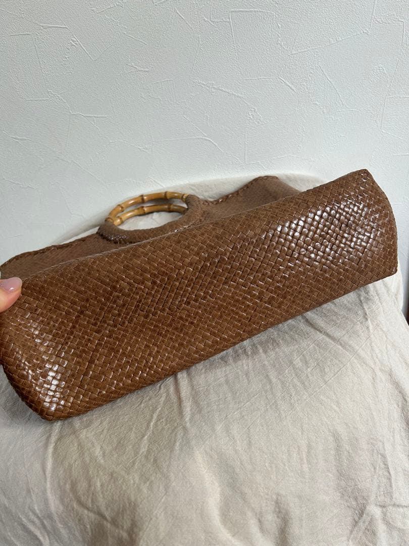 ヨーガンレール　本革　バンブーハンドル ブラウン バッグ