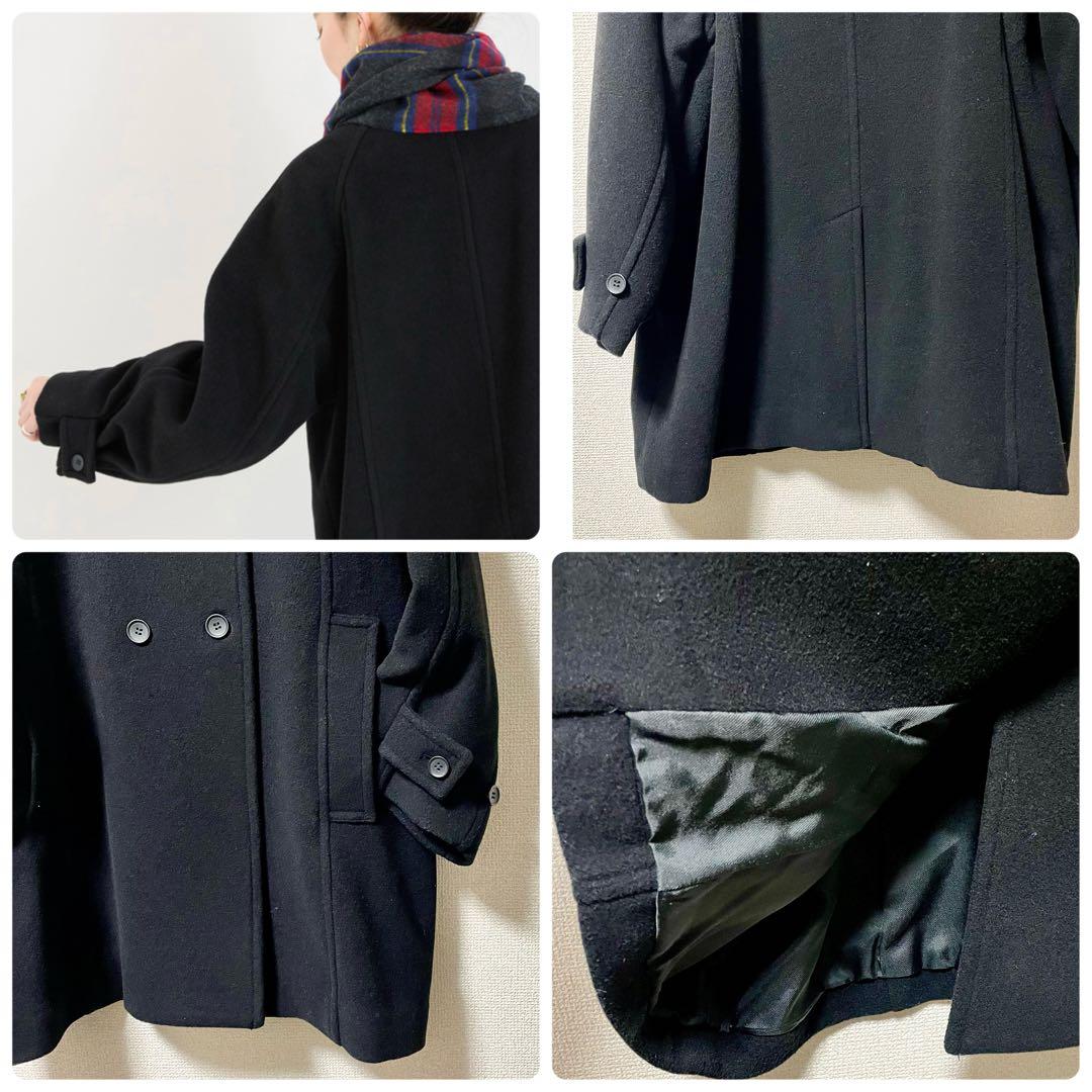 B.C STOCKソフトビーバーWボタンボクシーミドルコート＊マフラー巻きやすい