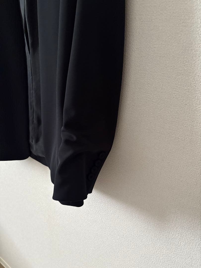TODAYFULカラーレスツイルジャケット　黒ノーカラーブラック