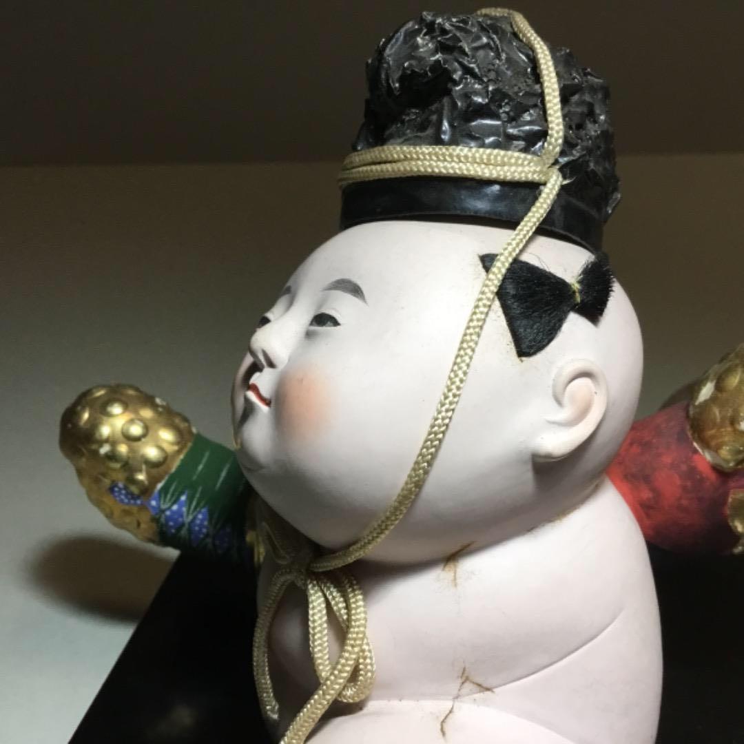 古い御所人形◆岡本玉水◆ミニ兜付き 伝統工芸 桐塑 雛人形 五月人形 室礼