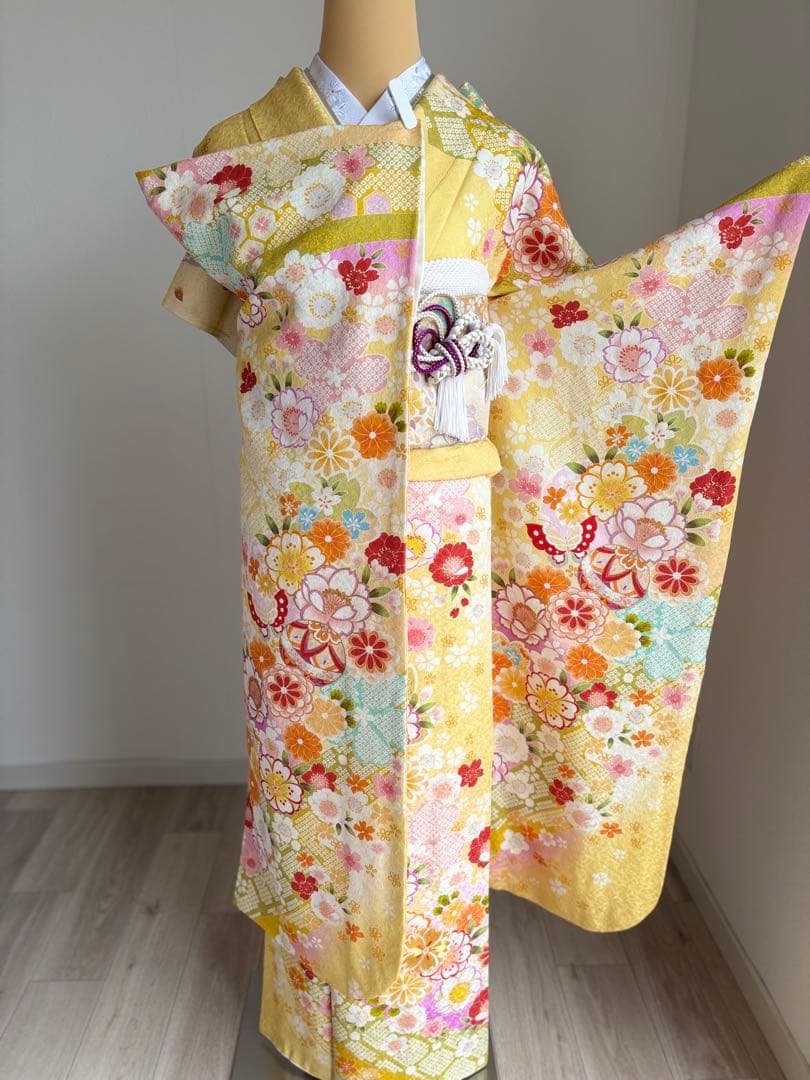 可愛い❣️振袖フルセット（７点セット）　正絹振袖　袋帯　成人式