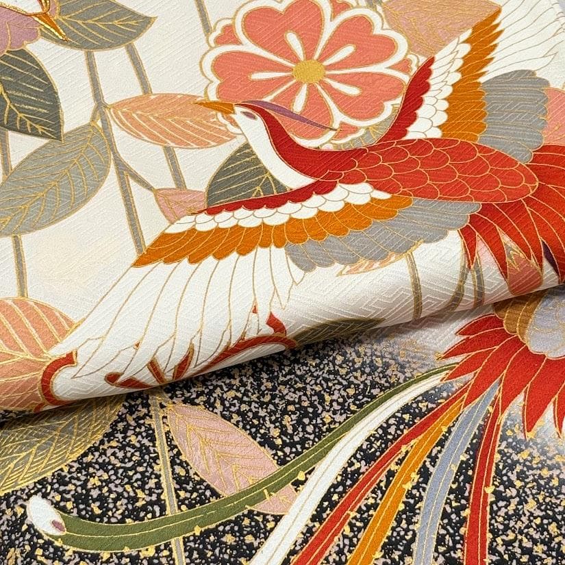 ゆりのはな　本振袖　京友禅金彩加工ボカシ　金駒刺繍　たたき染め　正絹　L702