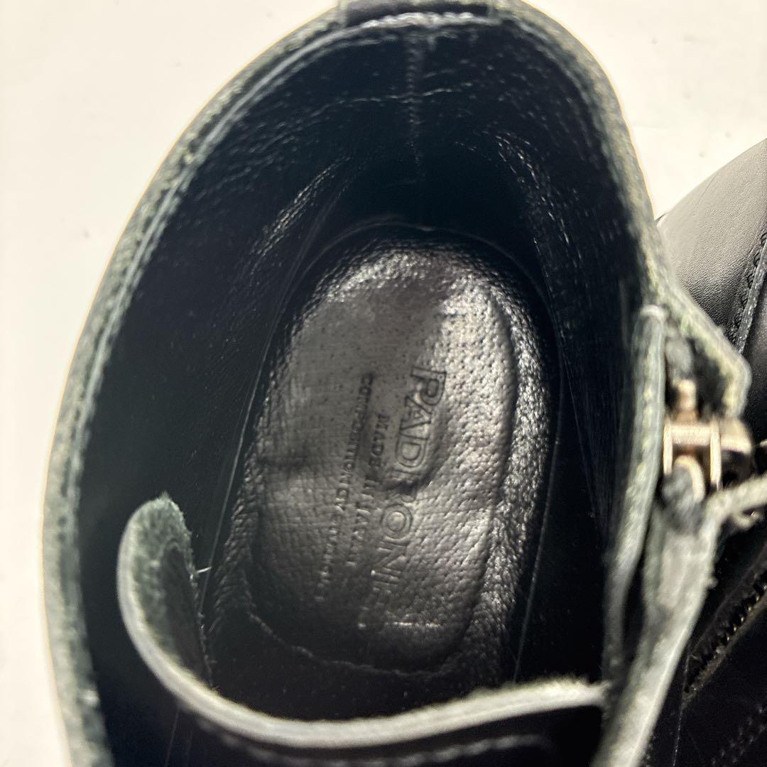 【良品】パドローネ レースアップブーツ サイドジップ 41 ブラック レザー
