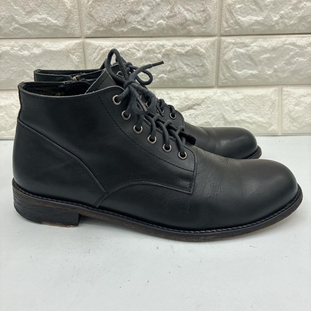 【良品】パドローネ レースアップブーツ サイドジップ 41 ブラック レザー