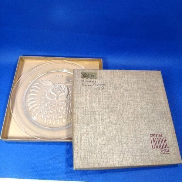 ラリック ふくろう 幸運を呼び込む鳥 イヤープレート 飾り皿 アンティーク