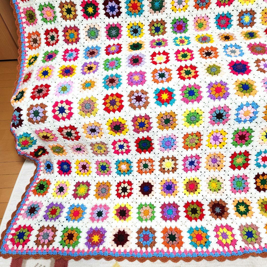 モチーフ編み【2】ハンドメイド　ブランケット　マルチカバー