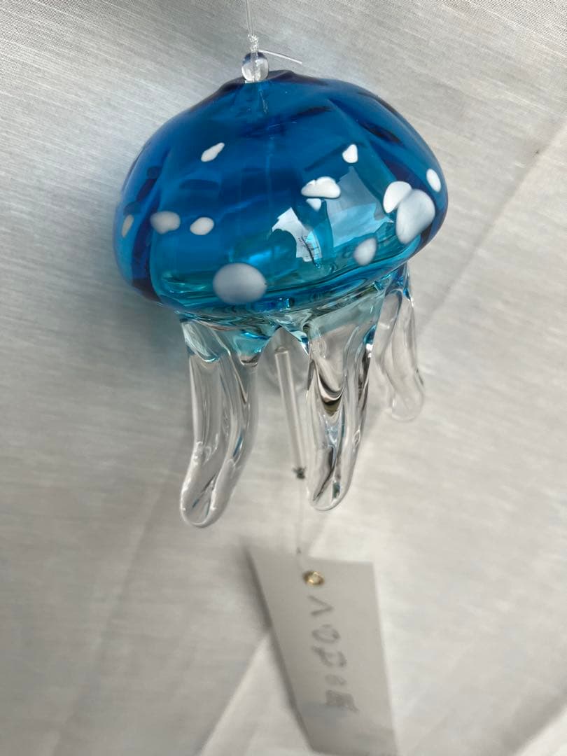 【新品】タクグラス TAKU GLASS 弥彦クラフト　クラゲ風鈴　ブルー・水玉
