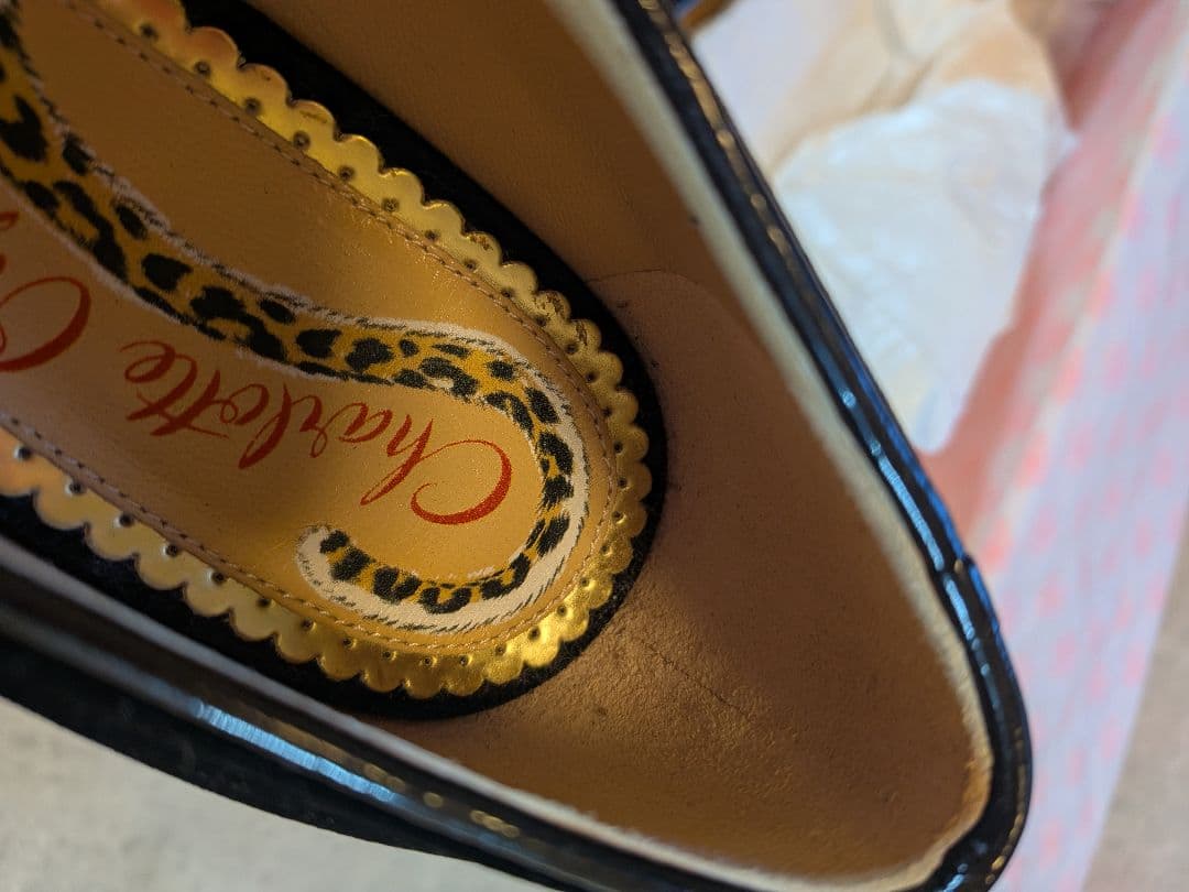 シャルロットオリンピア　ベロア　猫モチーフ　刺繍　フラットシューズ　38