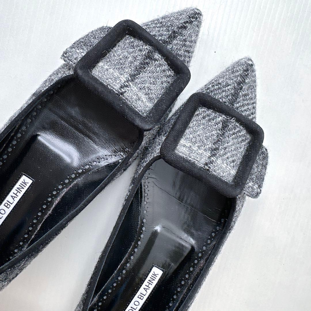 マノロブラニク　メイセール　スクエアバックル　フラットシューズ　パンプス　極美品