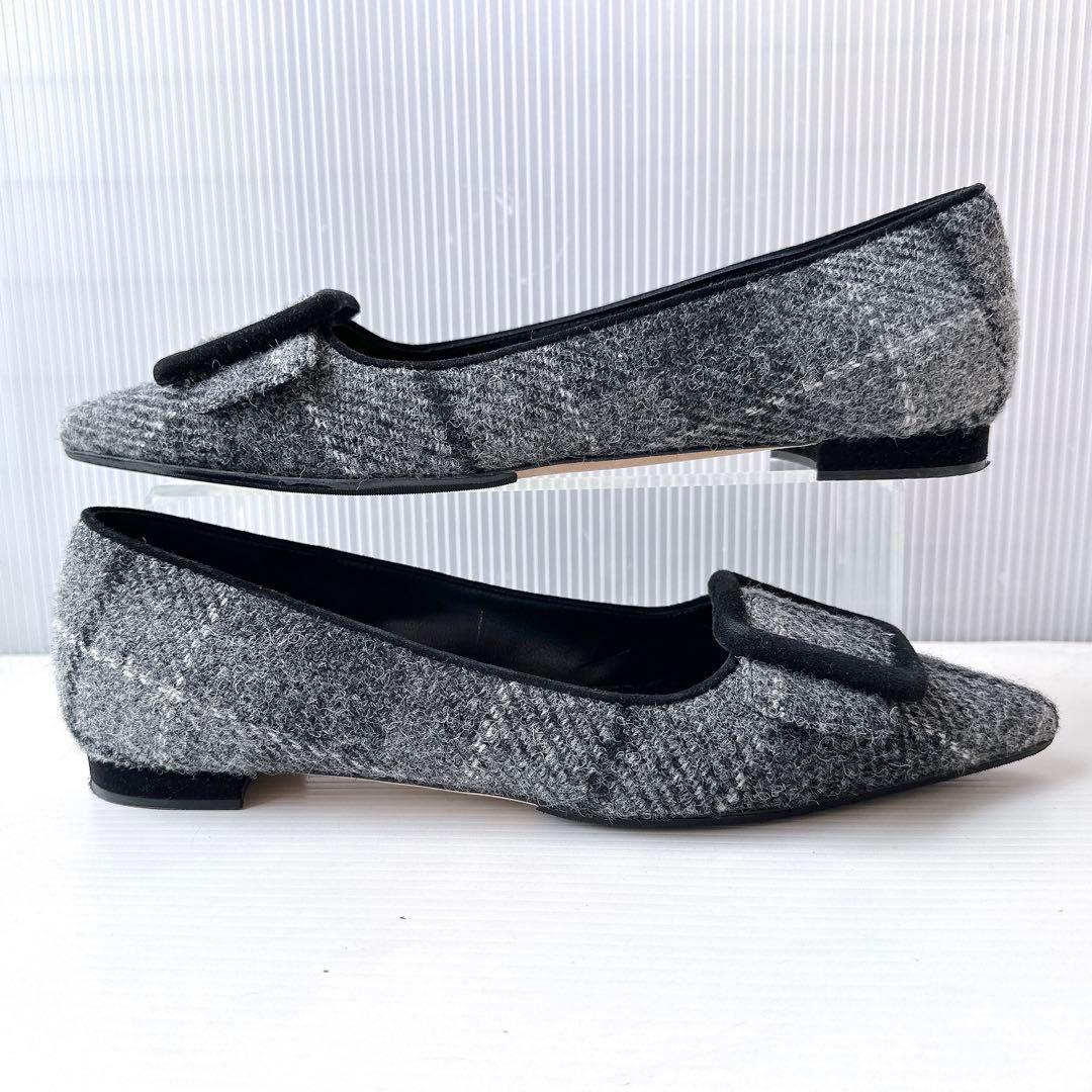 マノロブラニク　メイセール　スクエアバックル　フラットシューズ　パンプス　極美品