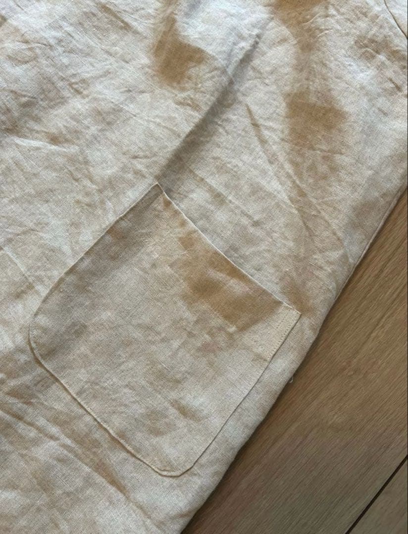 国産リネン100%　おしゃれな割烹着　キナリ　服作り40年の田舎町仕立屋