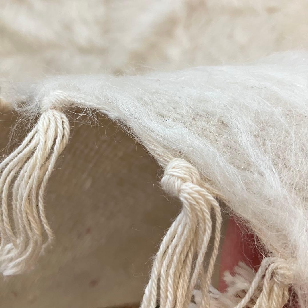 ラスト白　新品wool100％ホワイト バッターニエ　トルコヴィンテージラグ