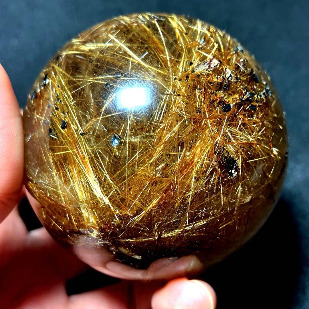 超絶綺麗✨62mm ゴールドルチルクォーツ　丸玉　スフィア　金針水晶