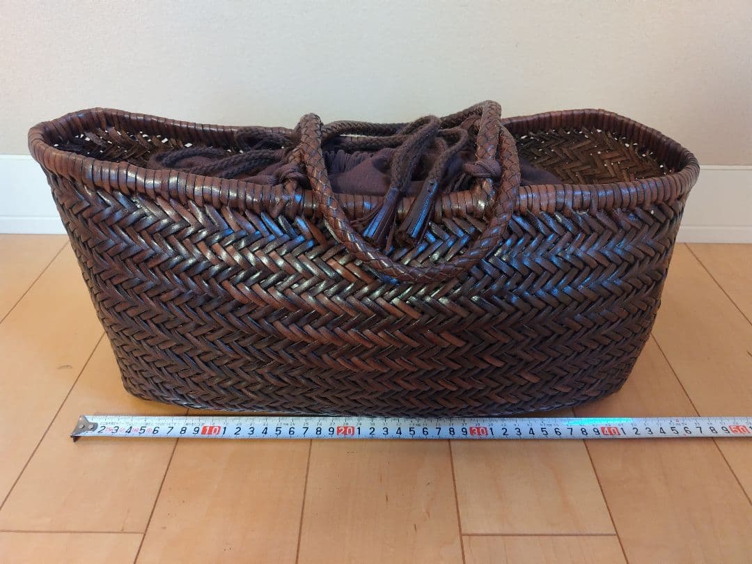 【美品】DRAGON ドラゴンバック　カゴバッグ　編み込み　ブラウン