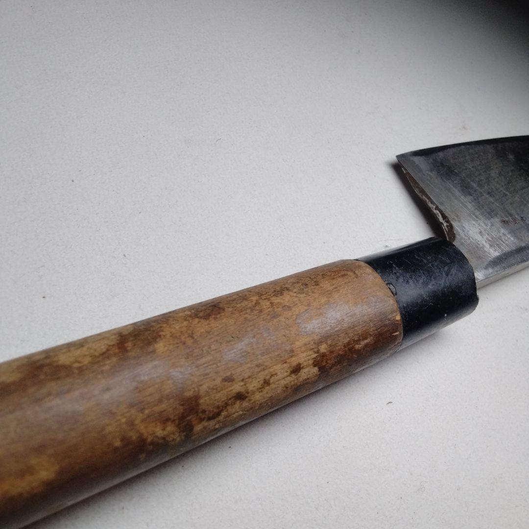 【T2B6】牛刀包丁 〆信 安来鋼 本鍛錬＊某料理チェーン店で使用