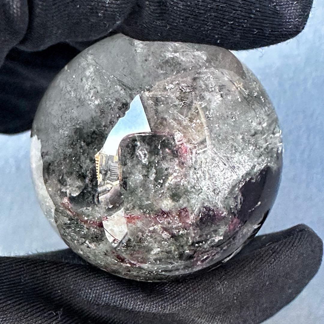 レインボー☆ガーデンクォーツ インクォーツ庭園水晶 丸玉パワーストーンA1125