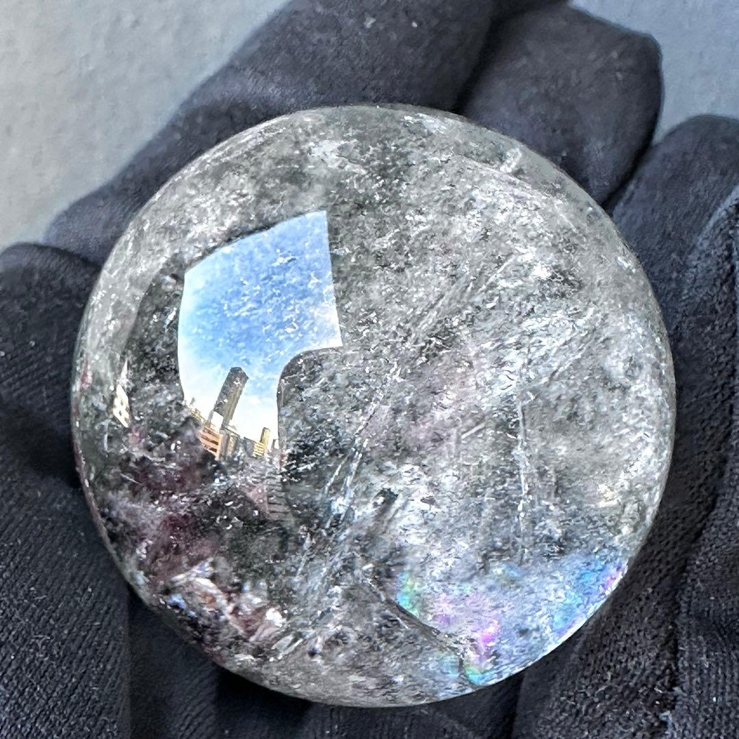 レインボー☆ガーデンクォーツ インクォーツ庭園水晶 丸玉パワーストーンA1125