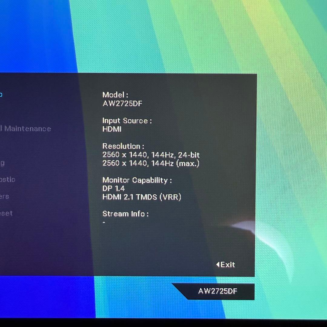 Dell ALIENWARE AW2725DF OLED 360hz モニター